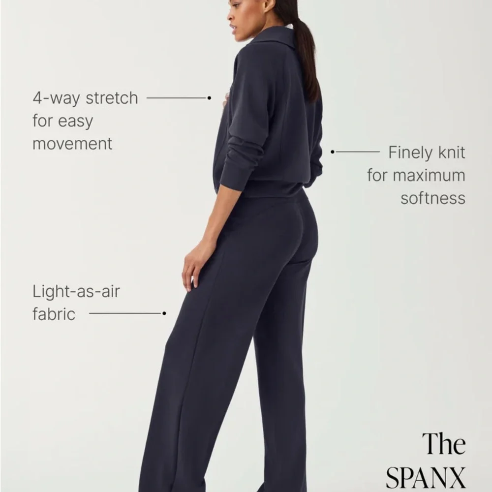 SPANX Black Wide-Leg Lounge Set with Half-Zip Pullover - Picture 3 of 9